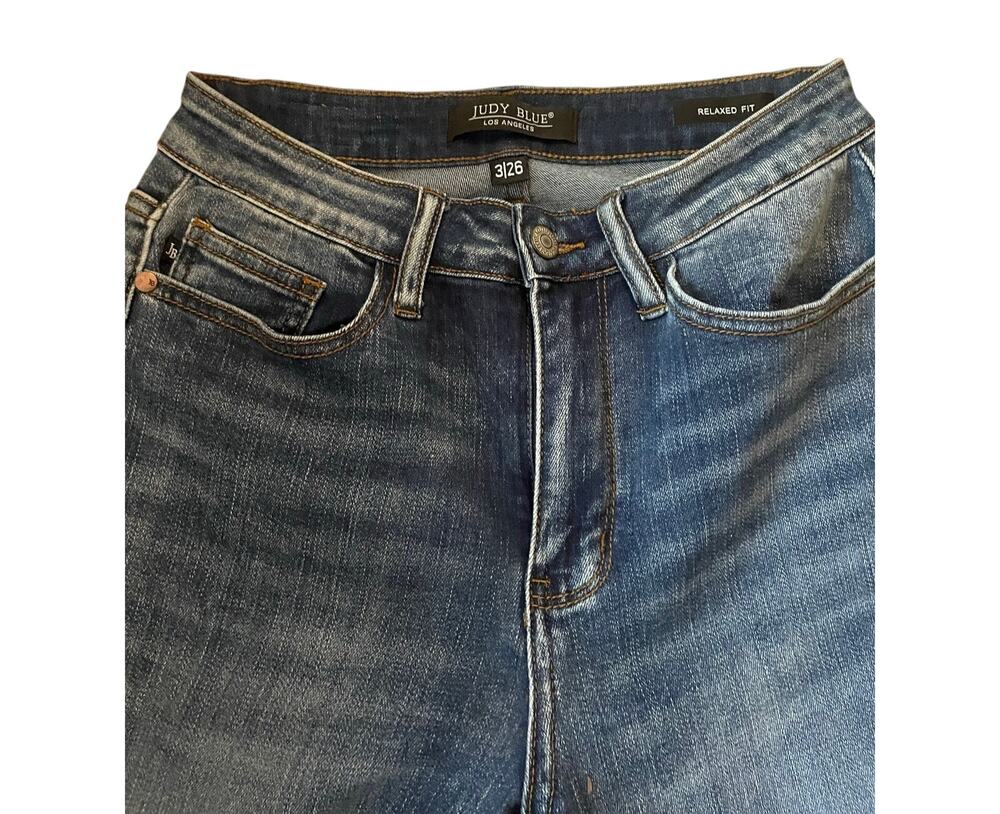 Judy Blue High Rise Relaxed Fit Frayed Hem Jeans 3/26 Pre-Owned